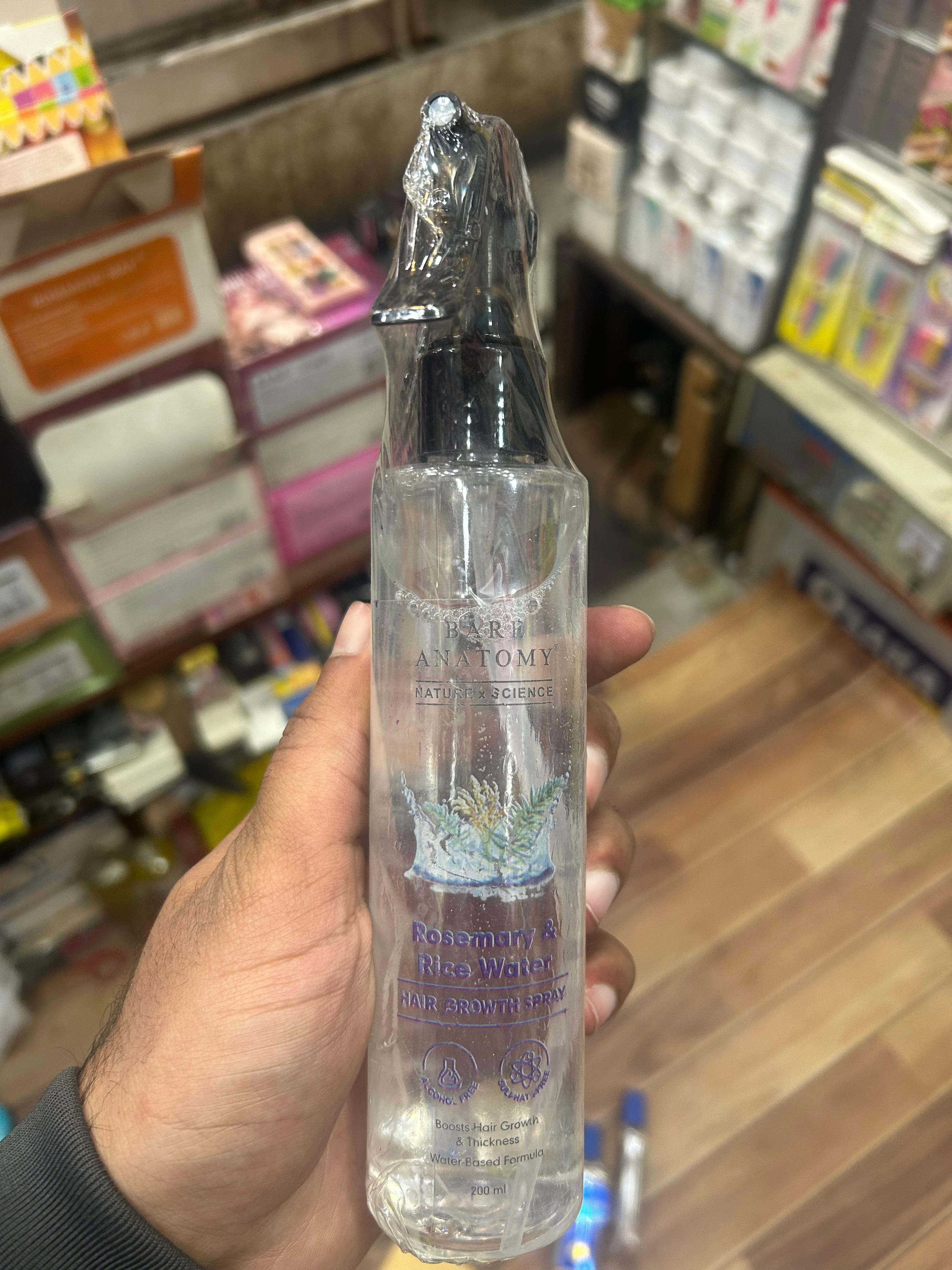 Bare Anatomy Rosemary Water Spray for Hair Growth & Thickness with Rice Water �200ml