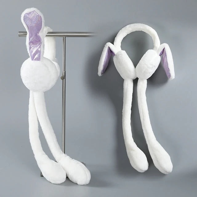 Cute Jumping Rabbit Earmuffs Hat with Moving Ears �Plush Airbag Toy Cap for Kids (Random Color)