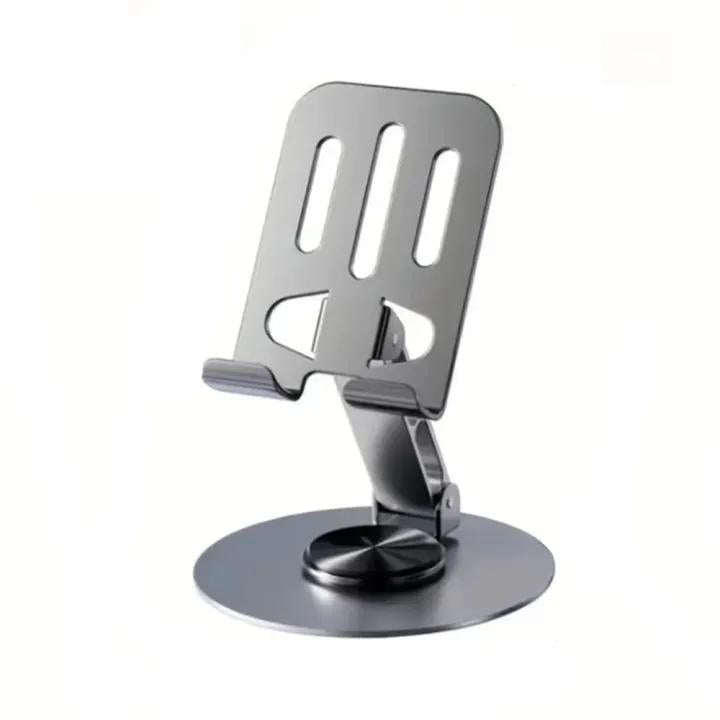 ZY034 Adjustable Desktop Mobile Phone Holder | Premium ABS Metal Biaxial Bracket Stand | 360 Degree Rotating Universal Table Mount - Grey