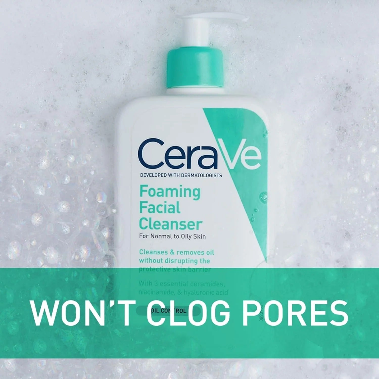 CeraVe Foaming Facial Cleanser for Normal to Oily Skin �Oil Control with Ceramides, Niacinamide & Hyaluronic Acid, 237ml