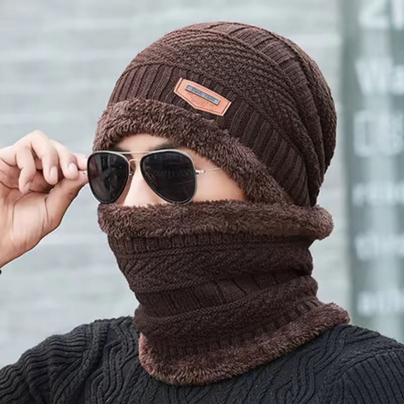 Premium Knitted Beanie Cap, Neck Gaiter And Touchscreen Gloves Combo Pack | Complete Winter Essentials For Cold Weather Protection (Random Color)