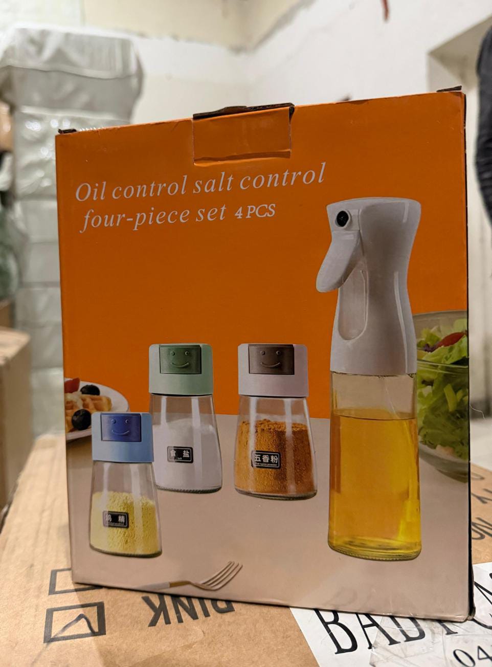 4Pcs Oil And Spice Countertop Set Daisy Glass Seasoning Organizer With 3 Jars 180ml And 1 Oil Bottle 245ml