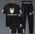 Pack of 3 Markhor Printed Black Summer Tracksuit Markhor Printed Tracksuit For Men - Medium