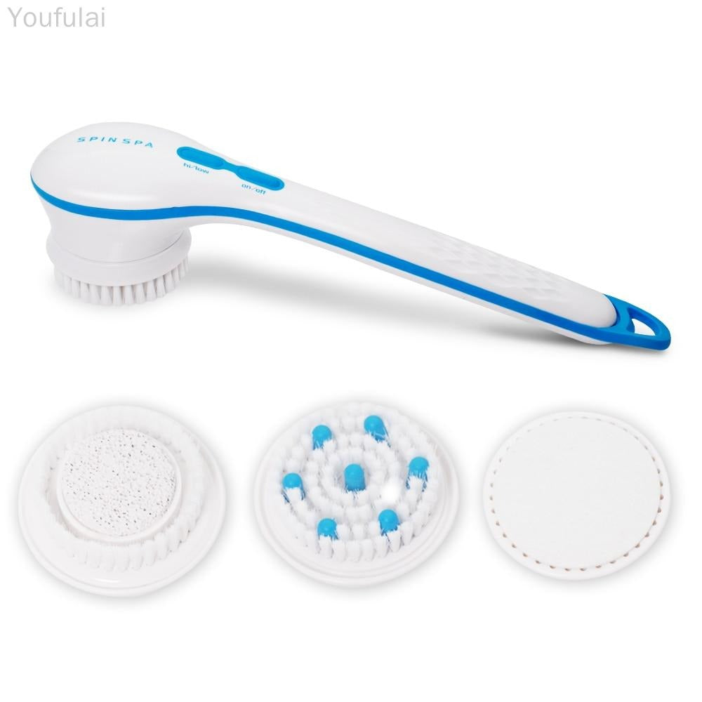 Electric Shower Brush 5-in-1 Spin Spa �Cell Operated Full Body Cleansing & Exfoliating Brush