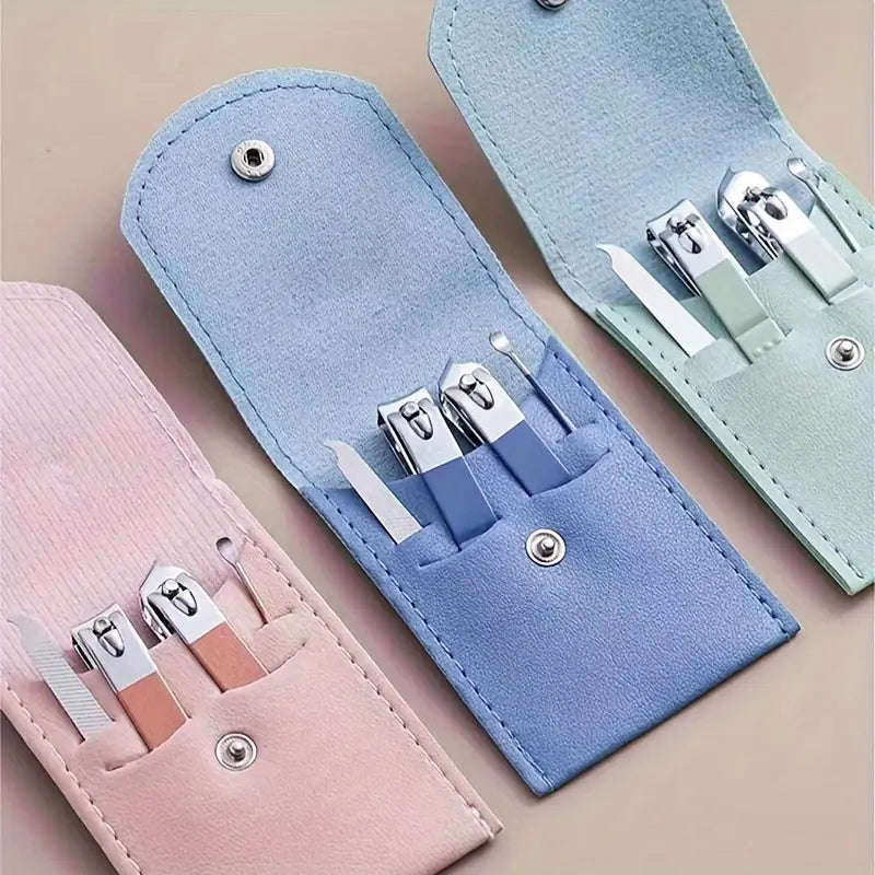 4 in 1 Professional Manicure Set 4-Piece Stainless Steel Nail Care Kit �Nail Clippers, Cuticle Nippers, Nail File &amp; Spoon Pusher �Unscented, No Batteries Needed, Non-Electric Tools for Nail Techs &amp; Home Use - Random Color