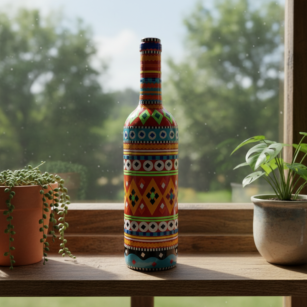 Traditional Truck Art Decorative Glass Bottle Vase – photo 4