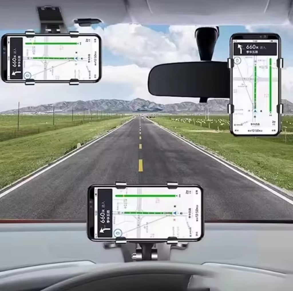 Dashboard Car Phone Holder ABS �360? Rotatable Mobile Phone Sun Visor & Rear View Mirror Mount Support for Smartphones
