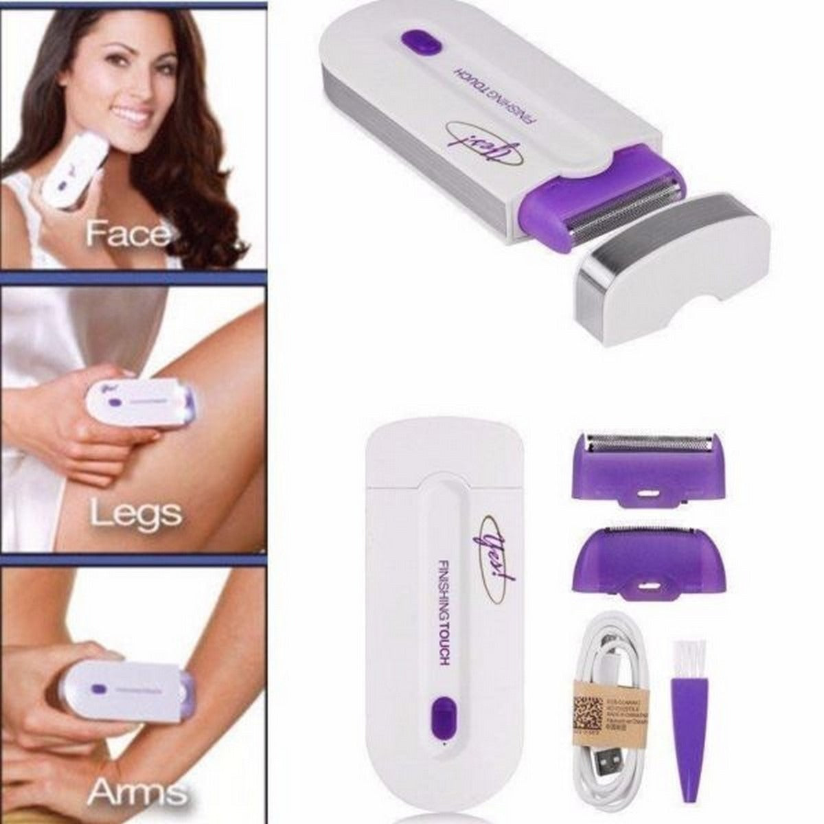 Finishing Touch Yes Hair Remover �Rechargeable Painless Facial & Body Hair Removal Device for Women | Electric Epilator for Face, Upper Lip, Underarms, Bikini & Legs
