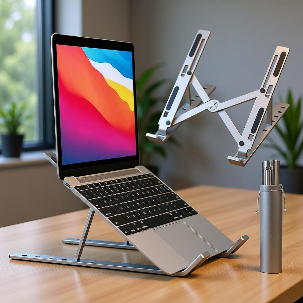 Speed-X Professional Adjustable Aluminium Laptop Stand �Heavy Duty 16 Inch Height, Foldable & Portable (6 Angles)