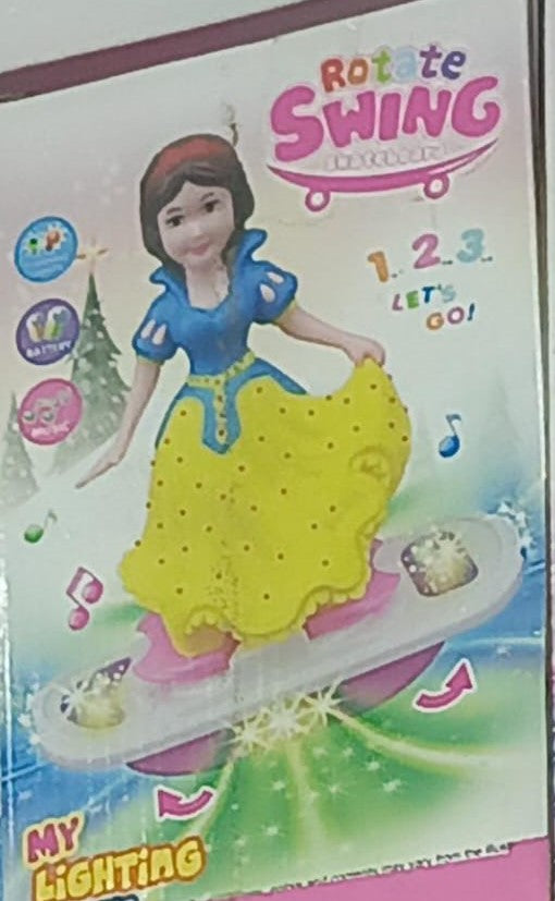 Balance Car Doll With Rotation Musical Sound 3d Lighting Universal Movement And Battery Operated Princess Toy