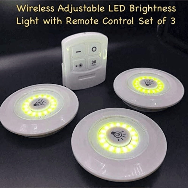 Pack of 3 LED Remote Control Lights �Tap Lights with Self Adhesive for Cabinet, Wardrobe & Kitchen
