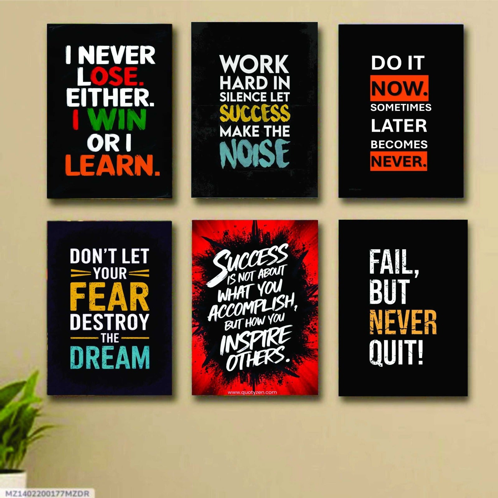 6 Pc Wall Decor Cardboard Phototiles With Double Tape For Back Sticking Motivational(8*11 size)