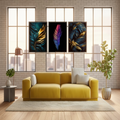 3-Piece Feather Design Wall Art Frames �Modern Decorative Wall Hanging Set, 8x11 Inches Each with Double Tape for Easy Installation