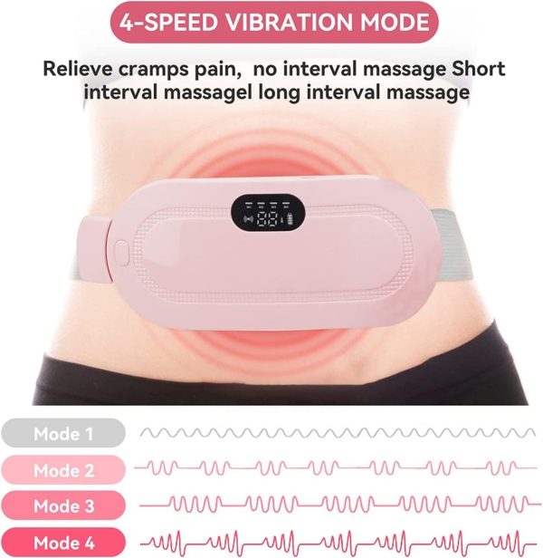 Portable Menstrual Heating Pad Belt for Women �Electric Period Pain Relief Massager with 3 Heat Levels & 4 Massage Modes - With Box