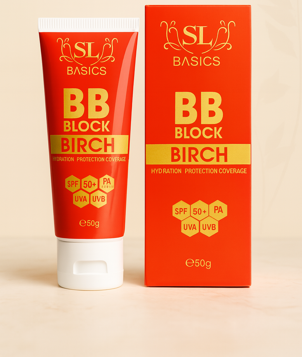 SL Basics BB Block SPF 50+ Tinted Sunscreen �Hydrating & Protective BB Cream with Vitamin E & Lotus Extract (50ml)