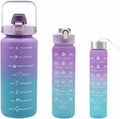 Sports Water Bottles 3 Pcs Set With Leak Proof Flip Top Lid (Random Color)