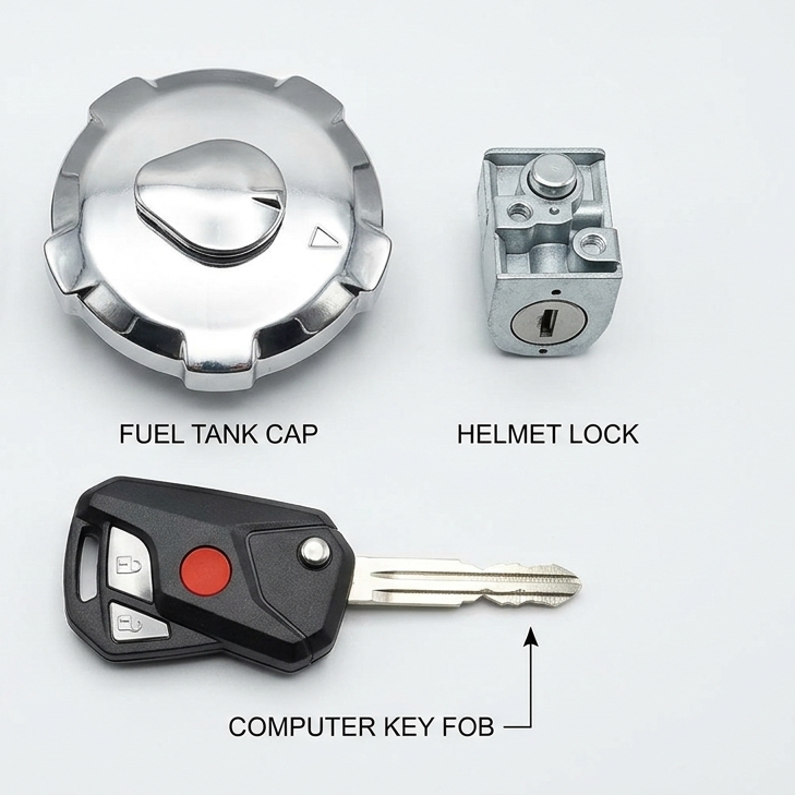 Switch Kit for Honda CG125 Computer Key 3 in 1 Set �Ignition Switch, Tank Cap & Side Lock (Single Key Operated)