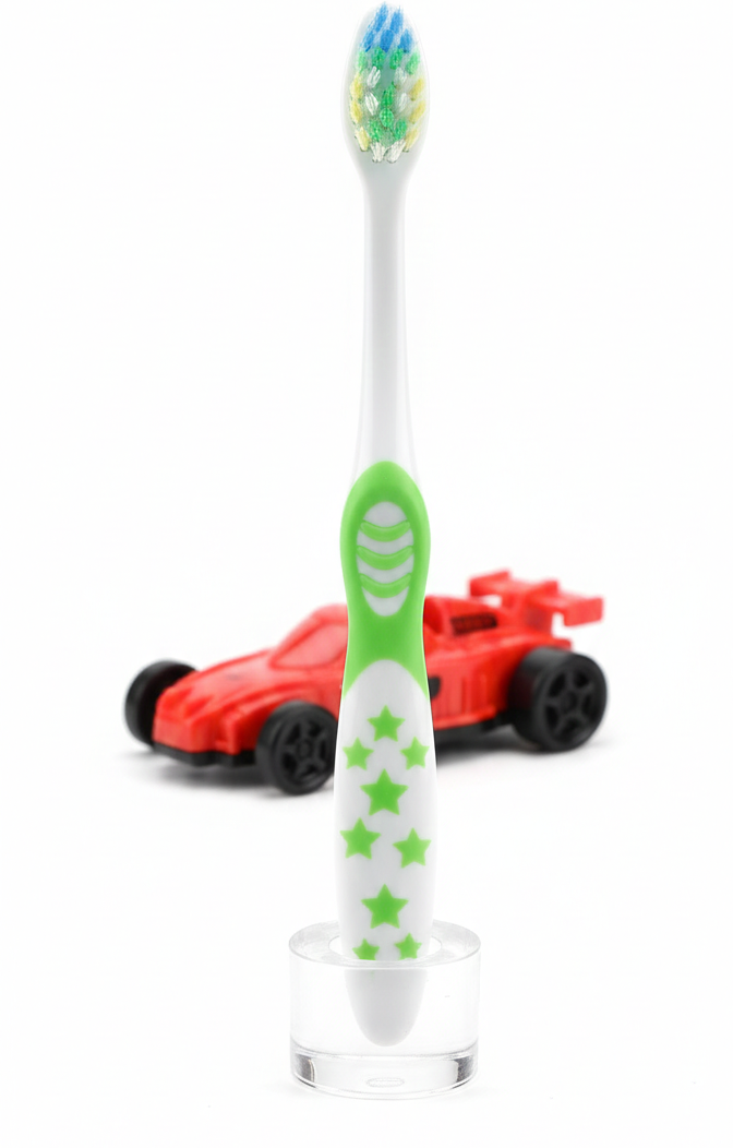 DORCO Children? Soft Toothbrush with Fun Toy & Protective Case �Gentle Care for Kids�Teeth & Gums (Random Design)