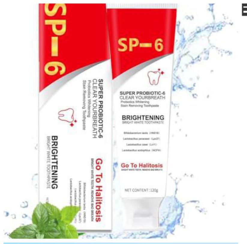 Premium SP-6 Ultra Whitening Probiotic Toothpaste �Advanced Stain Removal & Fresh Breath Oral Care