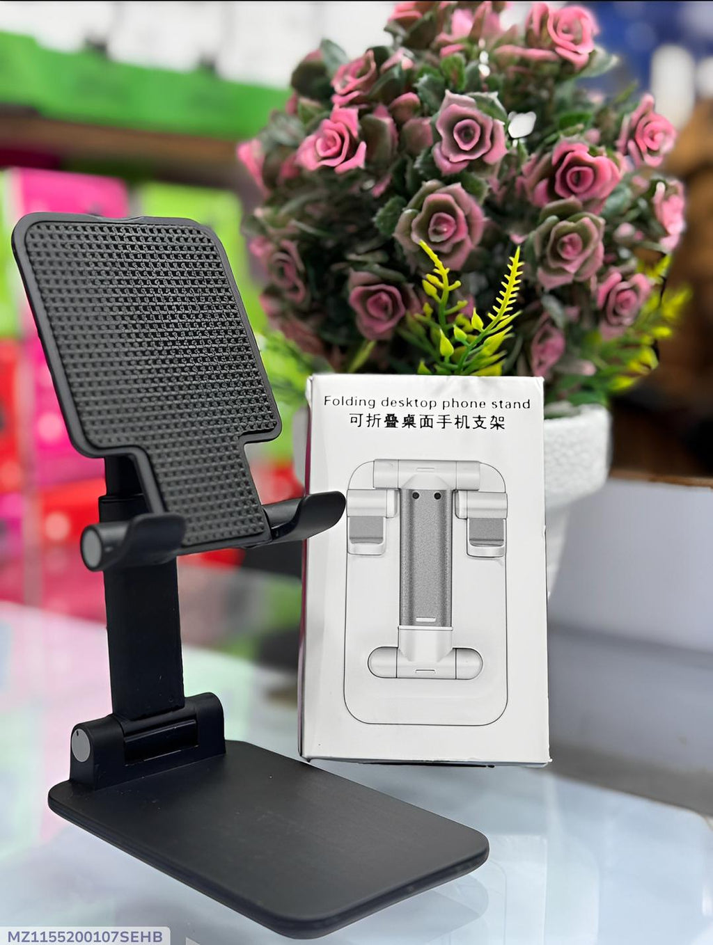 Premium Foldable Desktop Stand �Adjustable Height & Multi-Angle Portable Mount for All Mobiles & Tablets