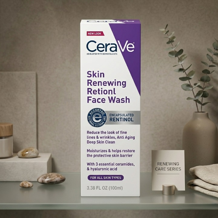 Renewing Retinol Face Wash �Anti-Aging Cleanser with Ceramides & Hyaluronic Acid for All Skin Types (100ml)