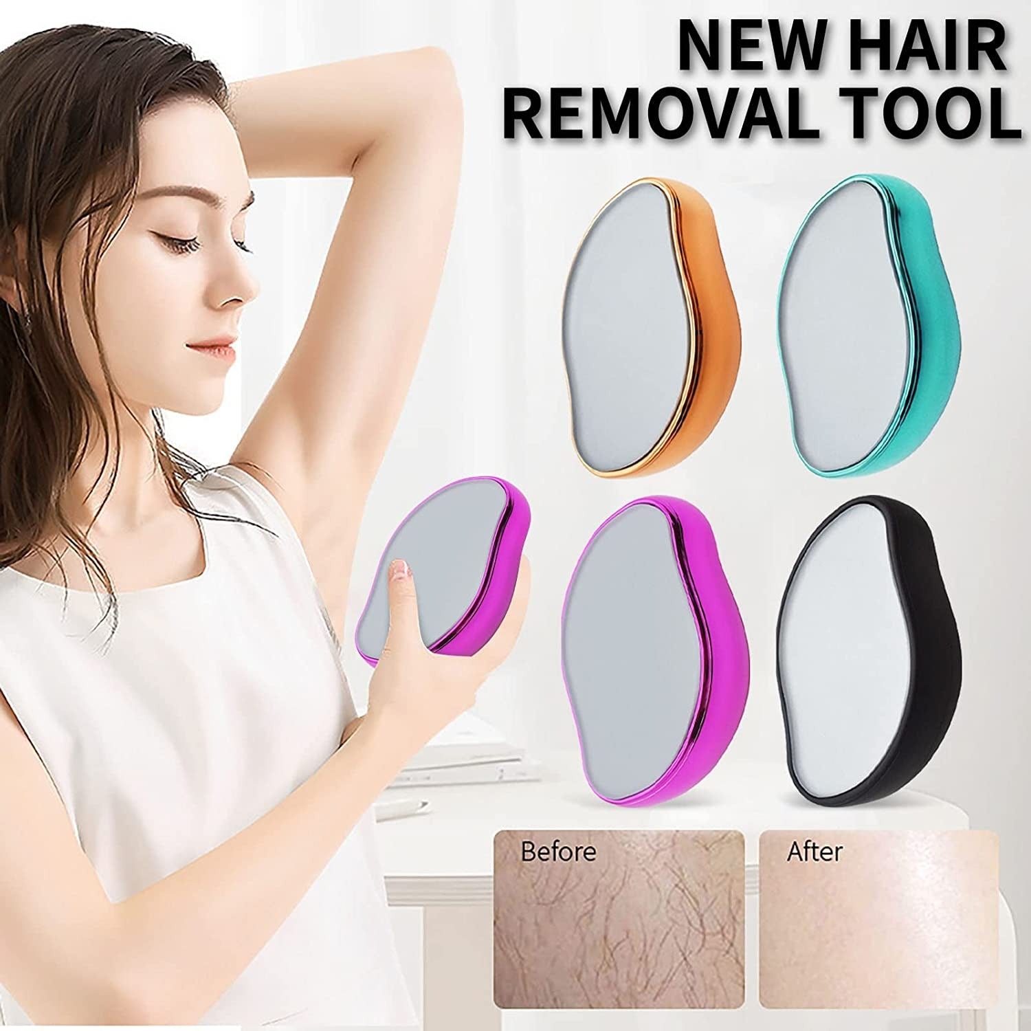 Crystal Hair Eraser - Magic Crystal Hair Remover, Painless Hair Removal With Epilator Mini Hair Remover For Men And Women Leg Arm Back Soft Smooth Silky Skin(Random Color)