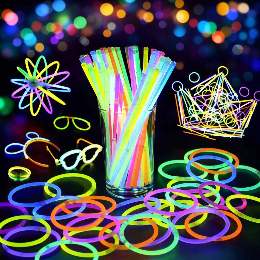 Deno Swim Premium Glow Sticks Party Pack (50pcs in 1 Box) �8 Hours Long-Lasting Glow