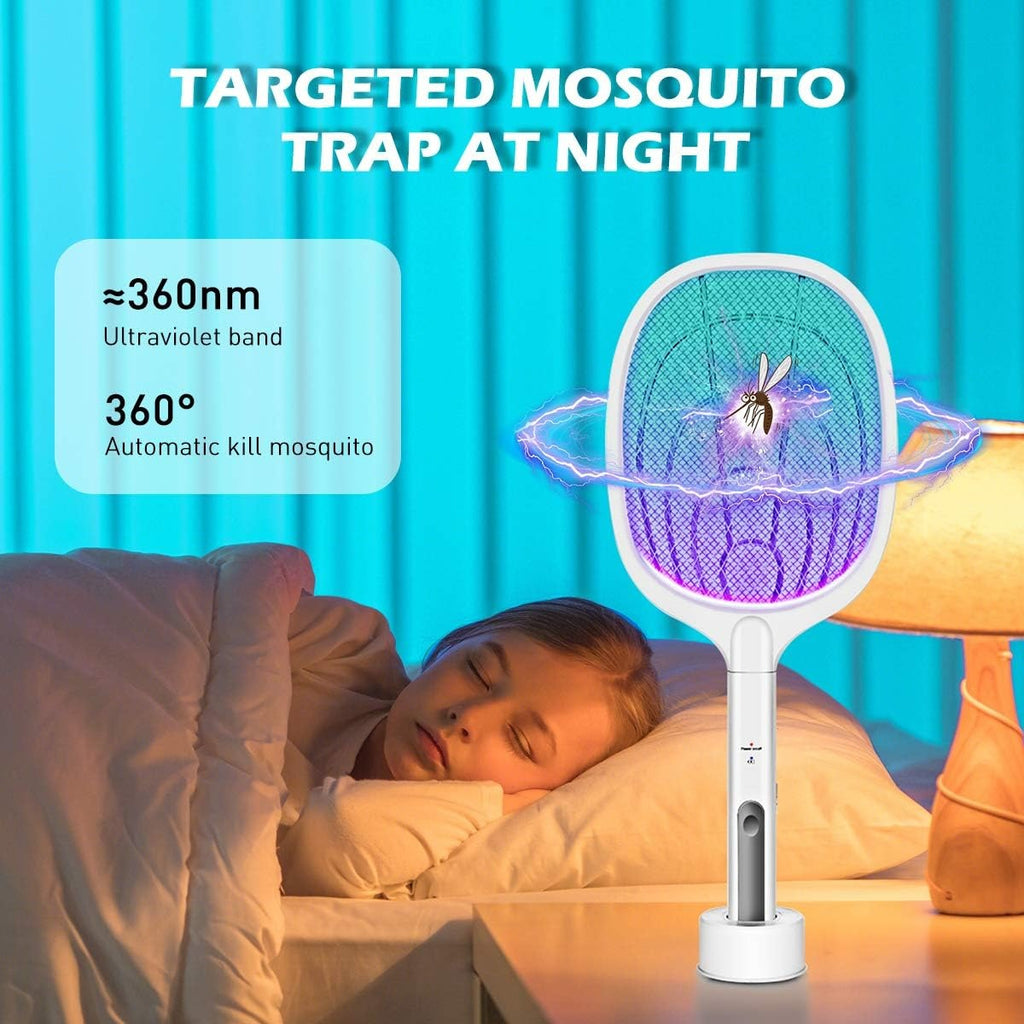2 In 1 Electric Mosquito Killer UV Light LED Lamp Rechargeable Mosquito Trap Racket Anti Insect Bug Zapper