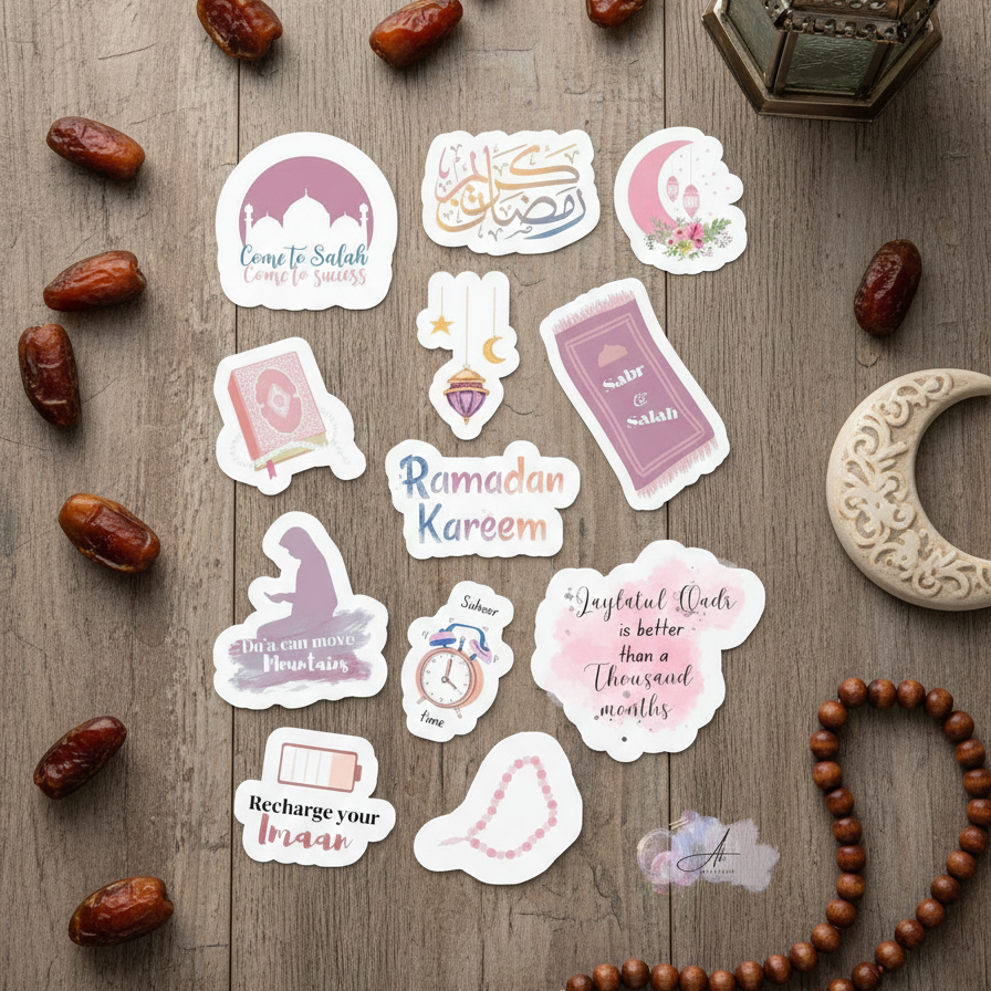 Ramadan Mubarak Sticker Pack �12 Uncut Decorative Stickers