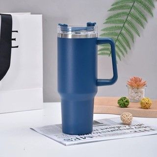 Insulated Stainless Steel Tumbler with Handle and Straw - 40oz (Random Color)