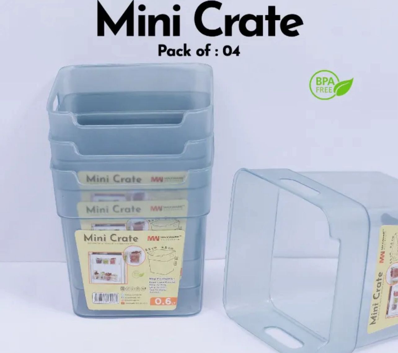 Refrigerator Food Storage Box Set �4 Pcs Mini Crate Organizers (0.6L Each)