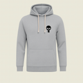Printed Grey Hoodie for Teens & Adults �Black Skull Graphic, Premium Fabric