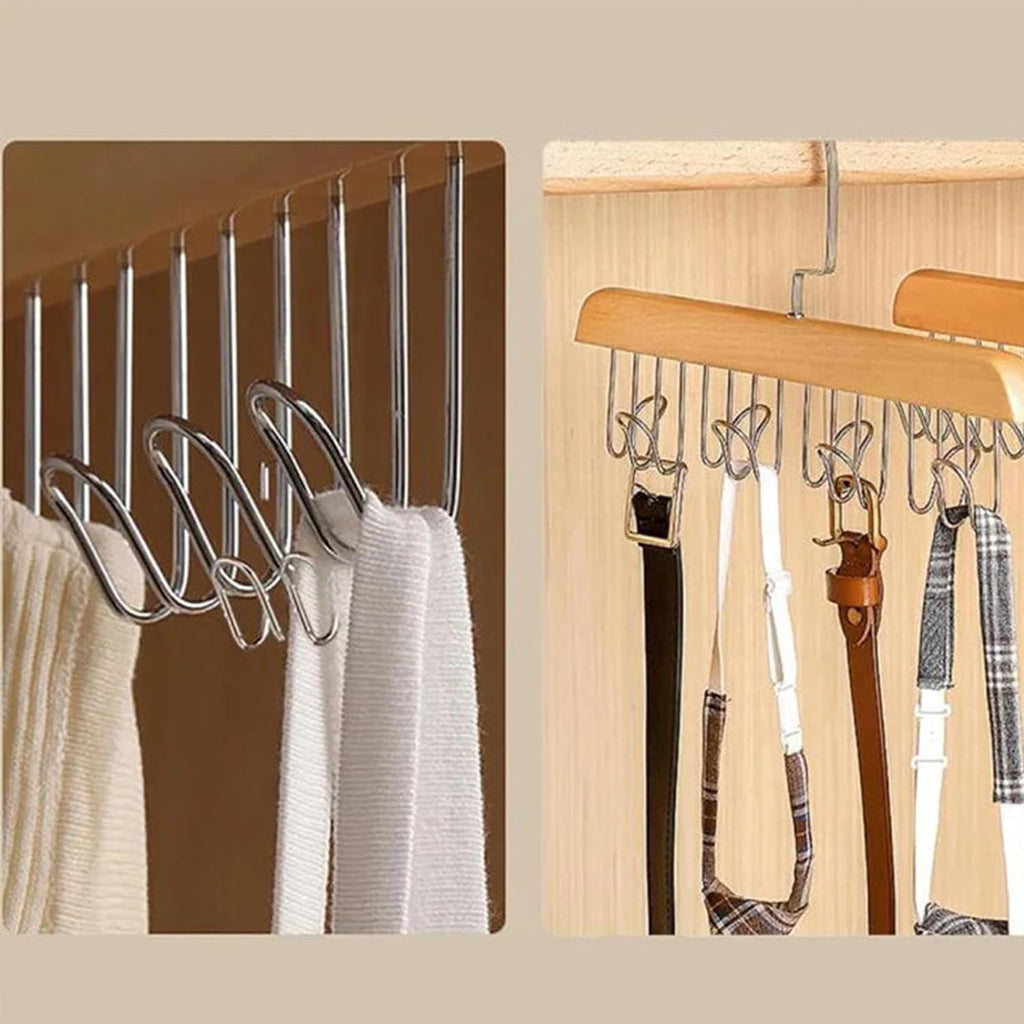8 Hooks Multi-function Wooden Caps, Belts, Tie Hanger �Strong No Trace Storage Rack