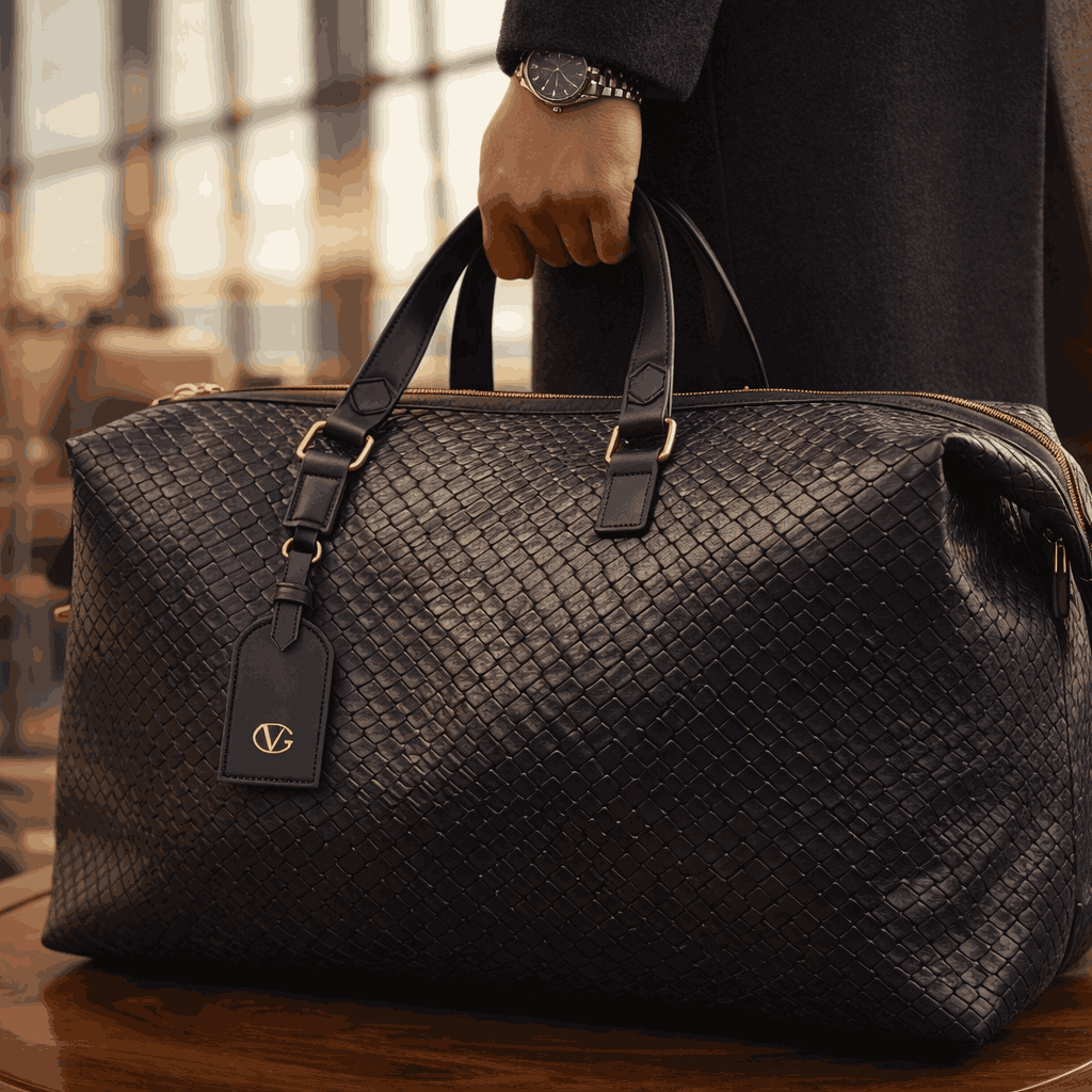 Luxury Valentino Imported Travel Duffel Bag (20 ? 13 Inches) �High-Quality Woven Texture Handbag | Premium Large Capacity Weekender Bag (without box)