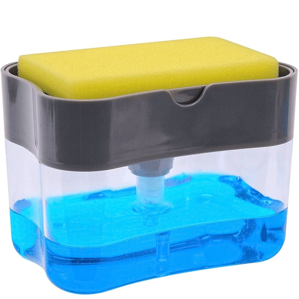 2-in-1 Soap Pump Dispenser with Sponge Holder �Kitchen Sink Liquid Soap Dispenser for Easy Dishwashing (Without Sponge)