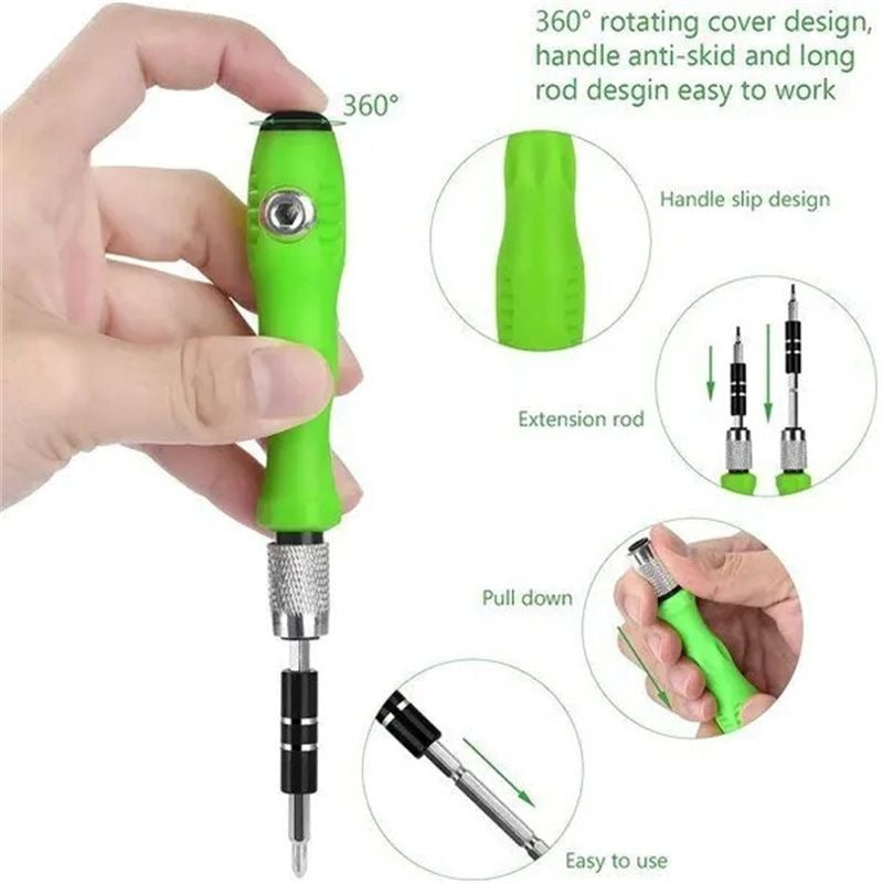 32 In 1 Magnetic Precision Screwdriver Set With Star Torx Phillips Slotted Hex Bits Mini Repair Tool Kit
