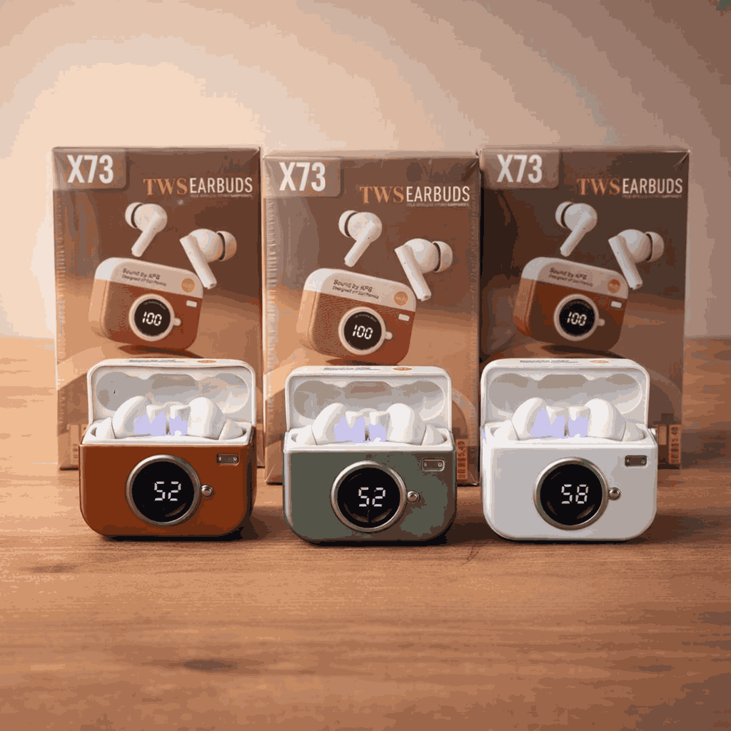 X73 TWS Wireless Earbuds Game Box Edition �True Wireless Stereo Earphones with Retro Retro Console Styling and LED Digital Battery Percentage Display - Random Color