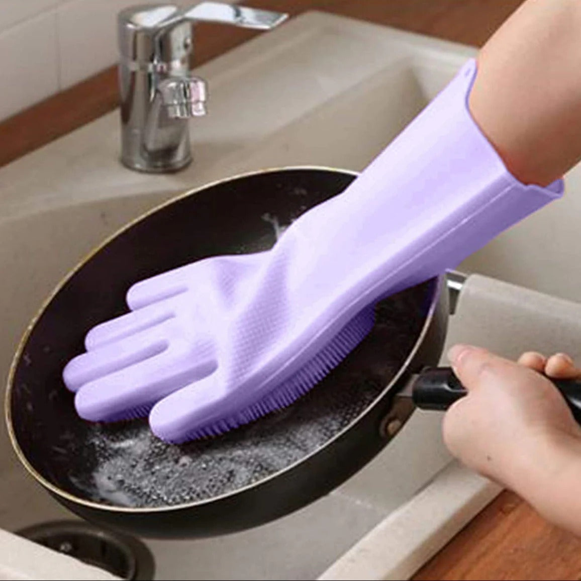 1 Pair Silicone Dishwashing Gloves Durable Quality – photo 5