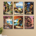 Set of 6 Wall Art Wooden Phototile