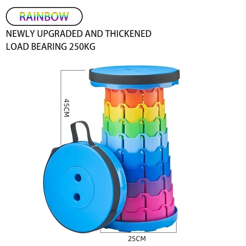 Portable Rainbow Telescopic Stool �Lightweight Collapsible Folding Seat for Camping, Fishing, Hiking & Outdoor Activities �Adjustable Height