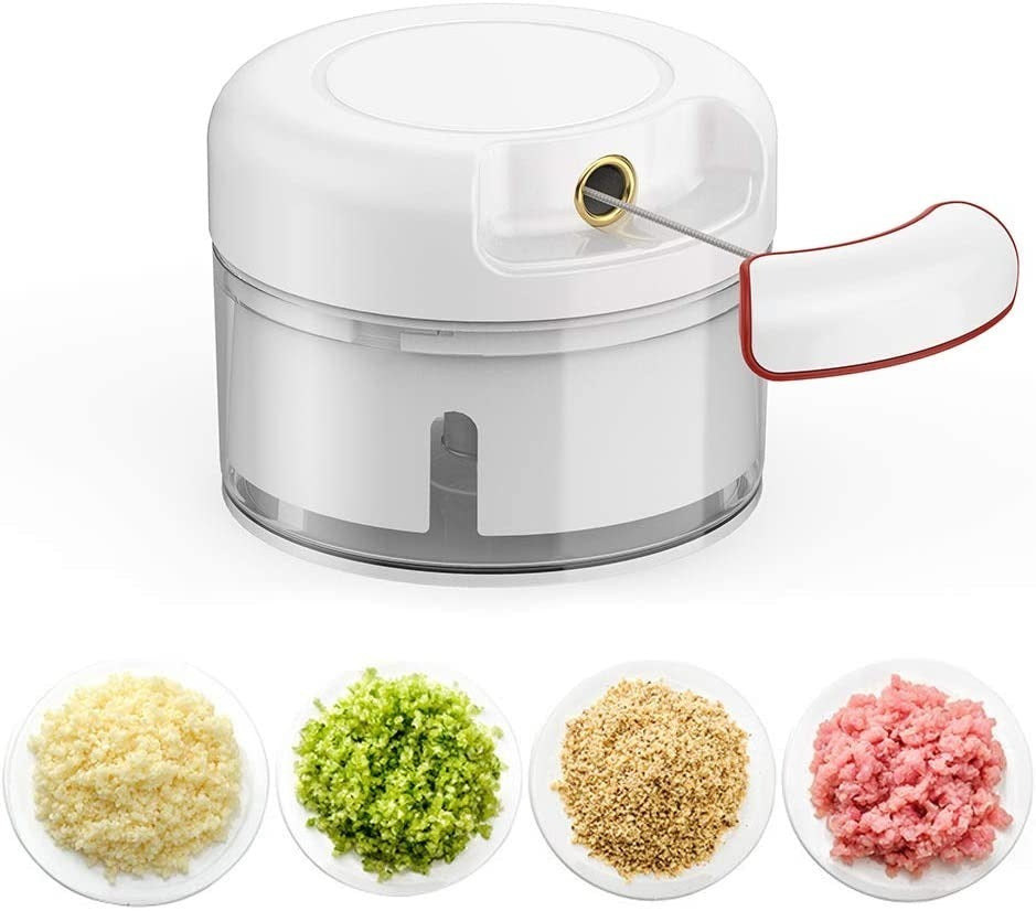Mini Food Chopper �Hand-Powered Meat Grinder, Mincer, Mixer & Blender for Fruits, Vegetables, Nuts, and Meat | Powerful & Portable Kitchen Tool