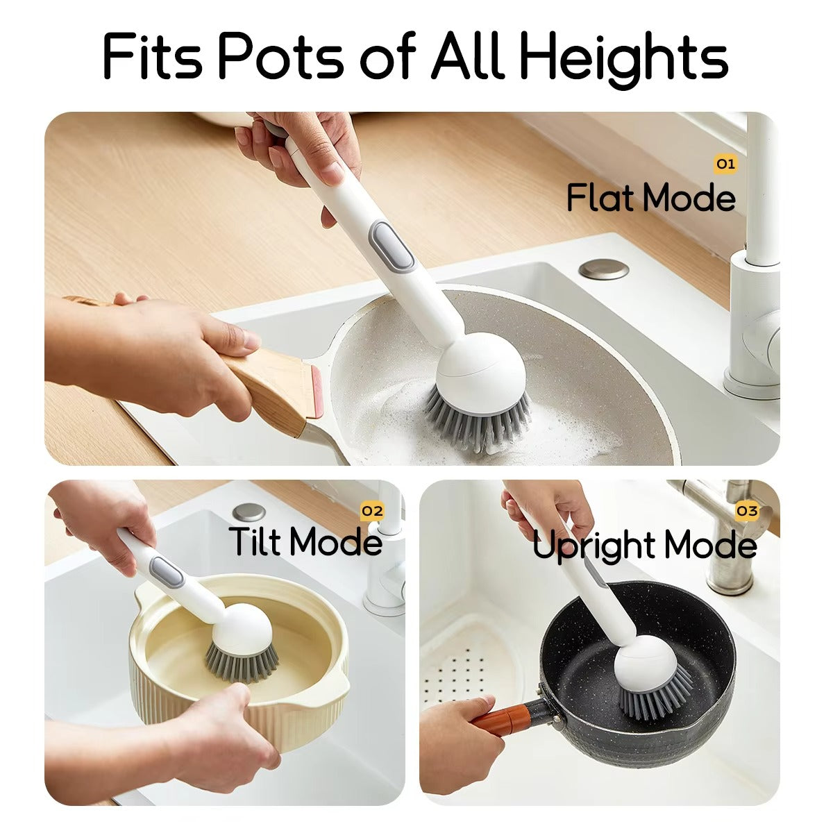 Kitchen Cleaning Adjustable Handle Brush With Soap – photo 2