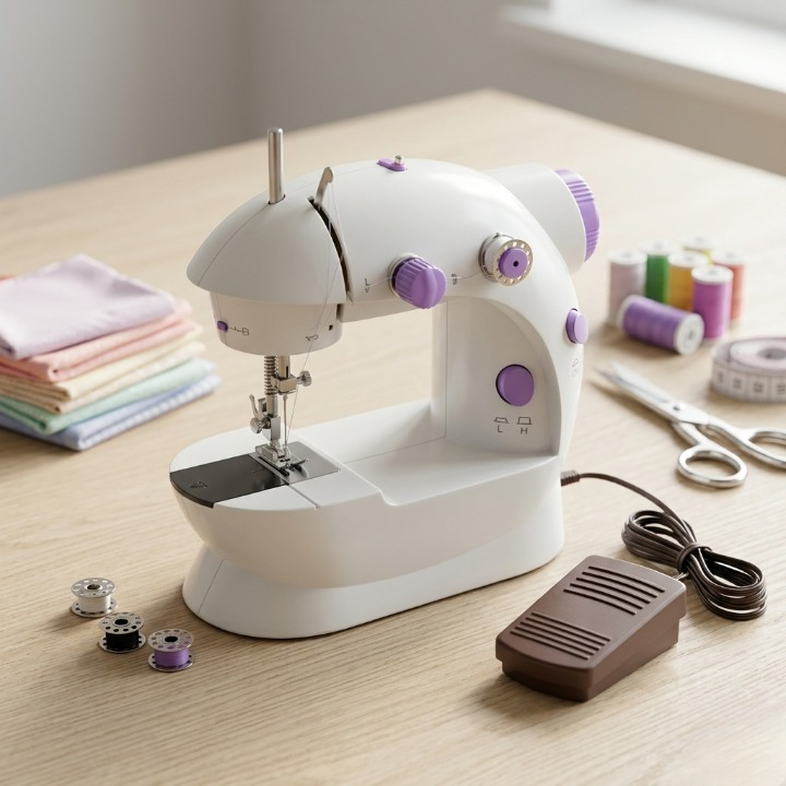 SM-202A Electric Mini Sewing Machine �Double Threads & Two Speed Control for Home & Travel