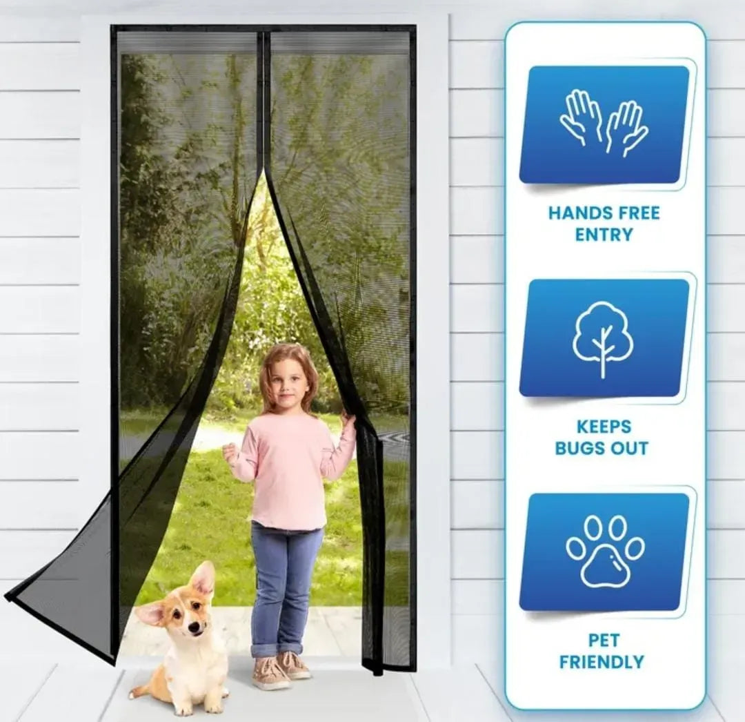 Premium Quality Mosquito Magic Mesh Door Curtain | Magnetic Automatic Closing Insect Screen | Easy Install Fly & Mosquito Net for Home