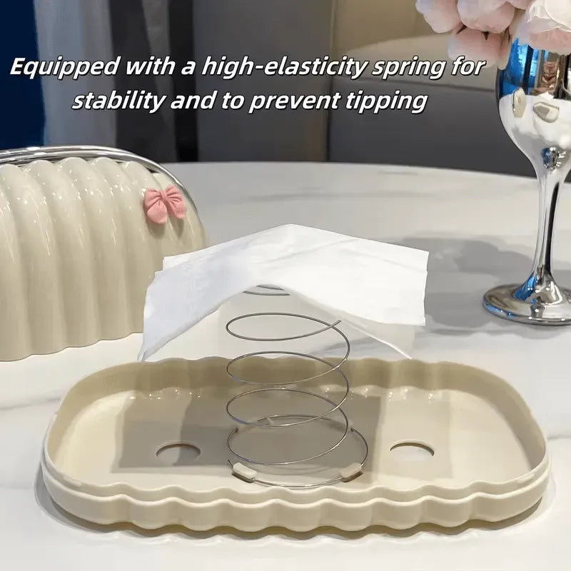 Luxury Shell Shape Tissue Box �Elegant Wave Pattern Paper Napkin Dispenser for Home & Office Decor
