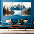 3pcs Mountain Style Stickytiles Frames Providing Scenic Design Natural Look Durable Quality Home Decoration - 8*11