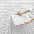 3D Wall Sticker White Brick Sheet | Waterproof Self Adhesive Home Decor Wallpaper For Bedroom And Living Room (Size 70x77)