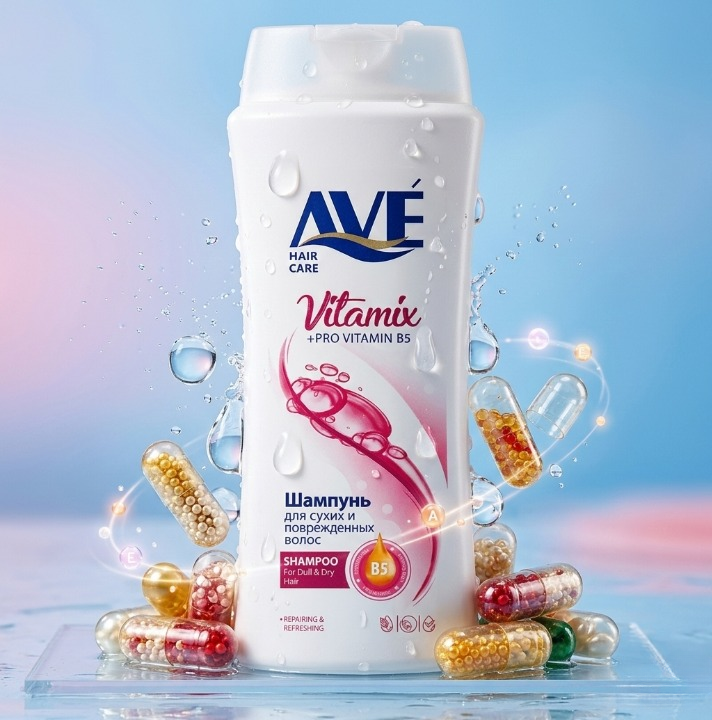 AVE Shampoo 750ml �Made in Iran with Multivitamin Extract for Strong and Healthy Hair
