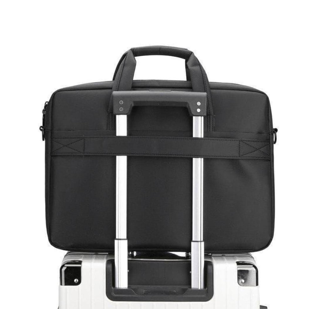 Premium 17-Inch Oxford Fabric Laptop Bag �Spacious Plain Black Waterproof Office Messenger Briefcase