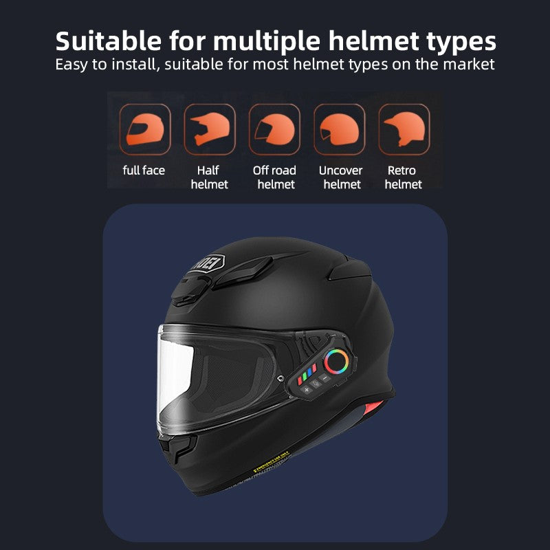 Helmet Wireless Earphone K06A �Bluetooth Helmet Intercom Headset with RGB Control Knob & Noise Reduction
